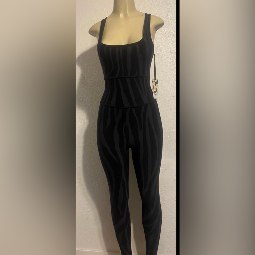 Diane Von Furstenberg Black Zebra-Stripe      Racerback Jumpsuit